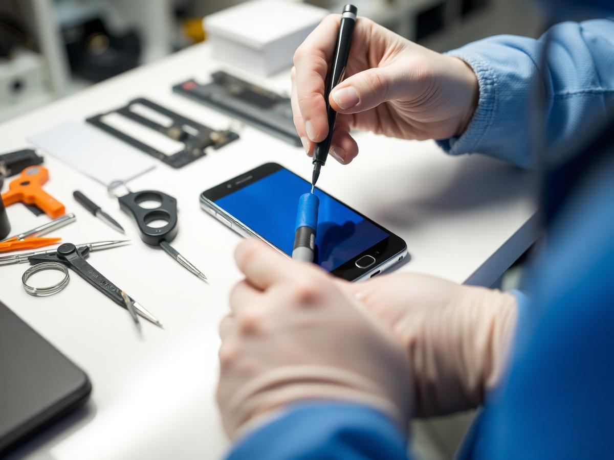 Technician carrying out a cell phone repair at CellRox Ajax